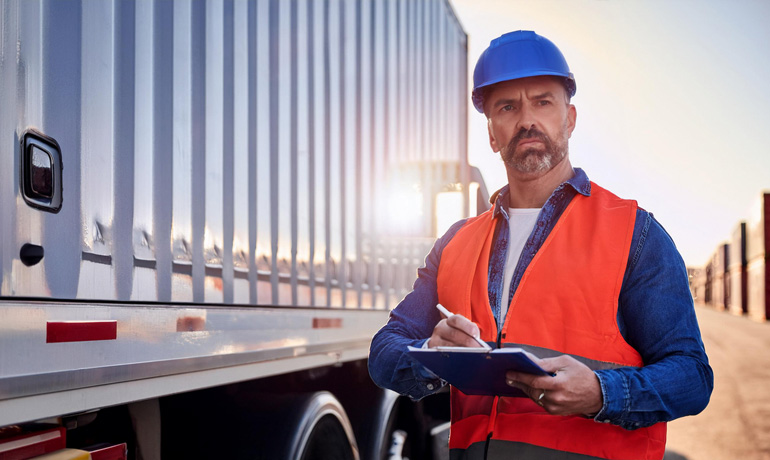 Top Safety Practices in Freight Delivery by Rom Trans 3 diver performing wheeler truck inspection